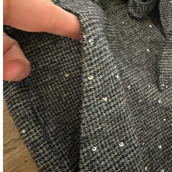 LOFT Women’s 2 Gray Sequin Ankle Cropped Dress Pants Tweed Sparkle - Picture 7 of 9
